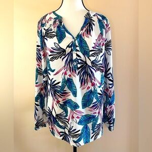 Draper and Damon’s Hawaiian Print Blouse Pink Green Palm Print Golden Girls NEW